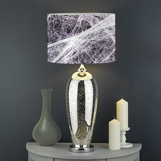 Horror Cobweb Print Drum Lamp Shade