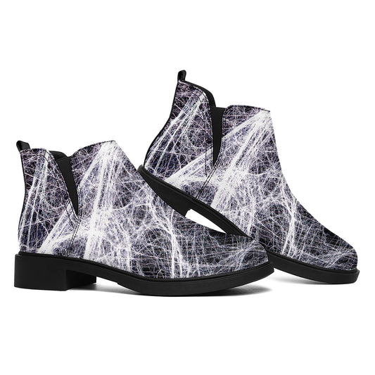 Horror Cobweb Print Flat Ankle Boots
