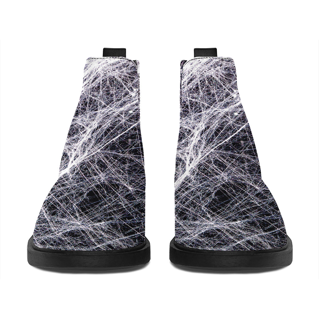 Horror Cobweb Print Flat Ankle Boots