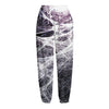 Horror Cobweb Print Fleece Lined Knit Pants