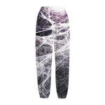 Horror Cobweb Print Fleece Lined Knit Pants