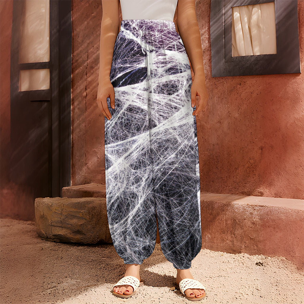 Horror Cobweb Print Harem Pants