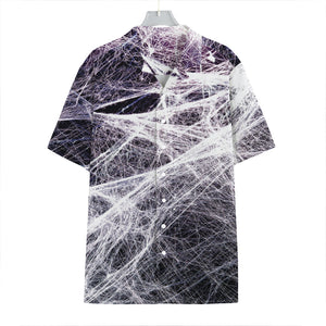 Horror Cobweb Print Hawaiian Shirt