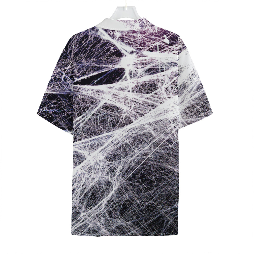 Horror Cobweb Print Hawaiian Shirt
