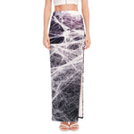 Horror Cobweb Print High Slit Maxi Skirt