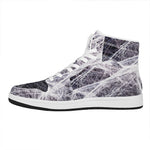 Horror Cobweb Print High Top Leather Sneakers