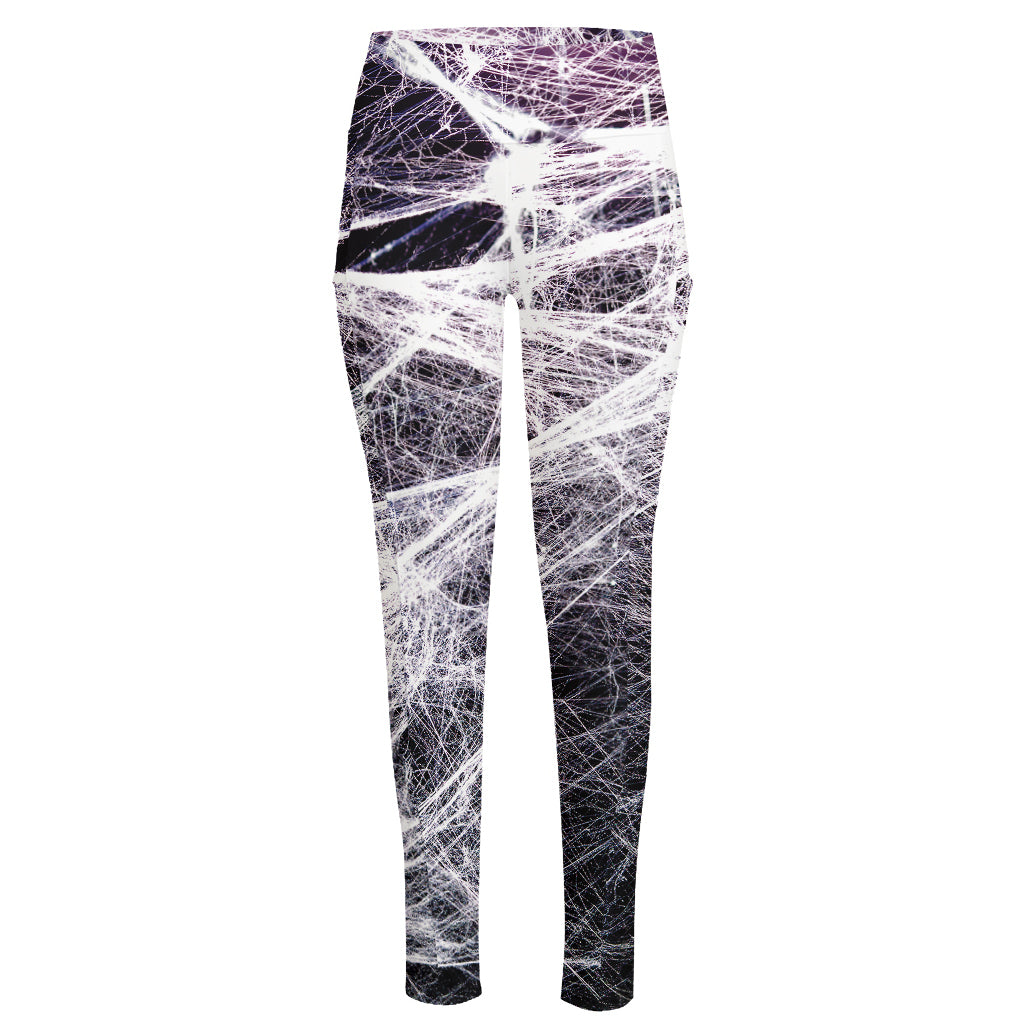 Horror Cobweb Print High-Waisted Pocket Leggings