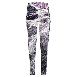 Horror Cobweb Print High-Waisted Pocket Leggings