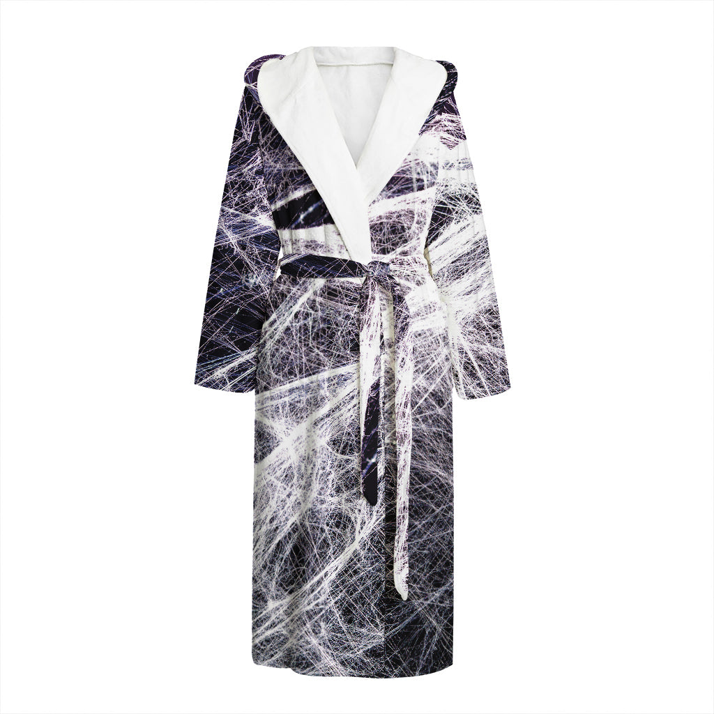 Horror Cobweb Print Hooded Bathrobe