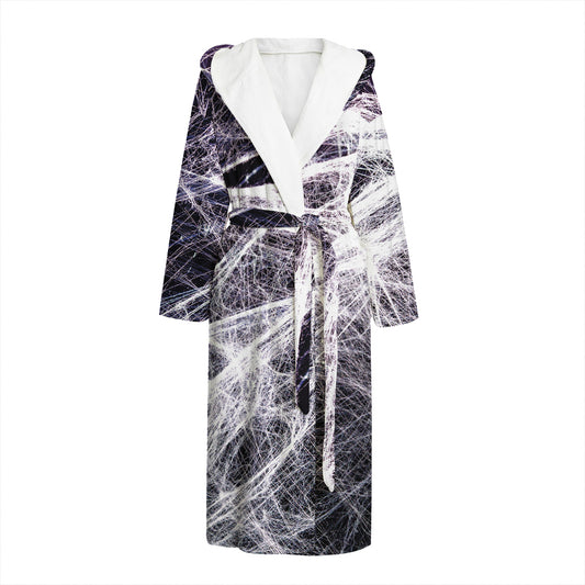 Horror Cobweb Print Hooded Bathrobe
