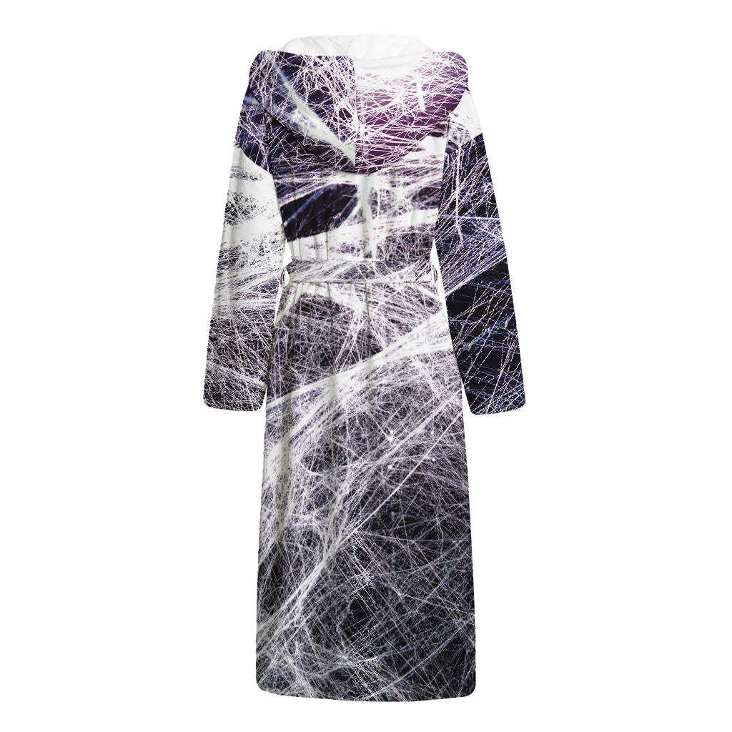 Horror Cobweb Print Hooded Bathrobe