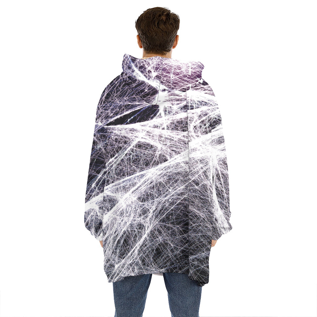 Horror Cobweb Print Hoodie Blanket