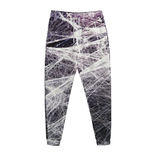 Horror Cobweb Print Jogger Pants