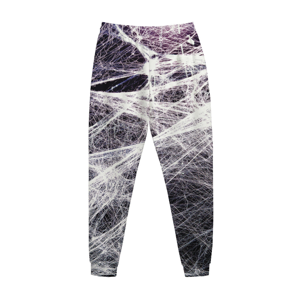 Horror Cobweb Print Jogger Pants