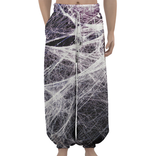 Horror Cobweb Print Lantern Pants