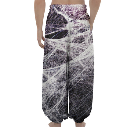 Horror Cobweb Print Lantern Pants