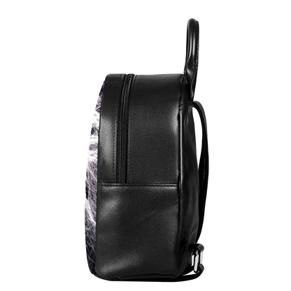 Horror Cobweb Print Leather Backpack