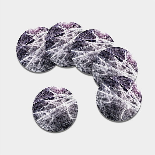 Horror Cobweb Print Leather Coaster Set