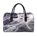 Horror Cobweb Print Leather Duffel Bag