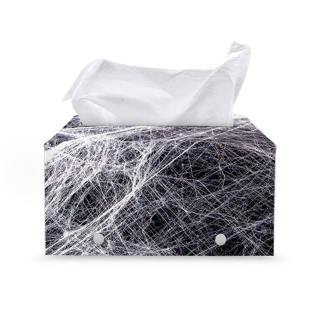 Horror Cobweb Print Leather Tissue Box Cover