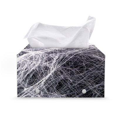 Horror Cobweb Print Leather Tissue Box Cover