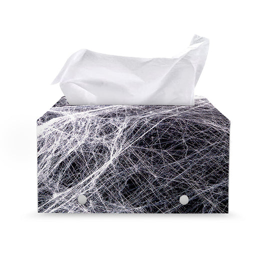 Horror Cobweb Print Leather Tissue Box Cover