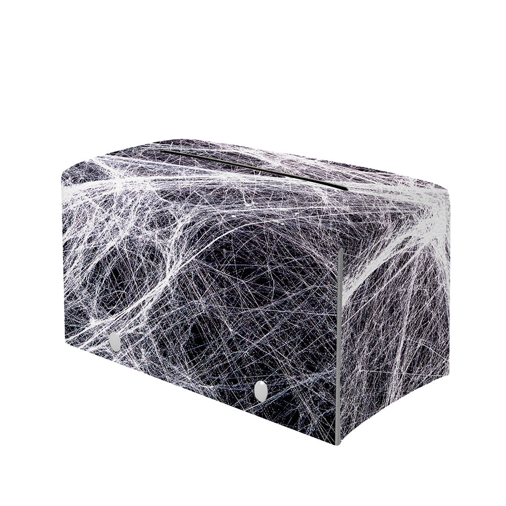 Horror Cobweb Print Leather Tissue Box Cover