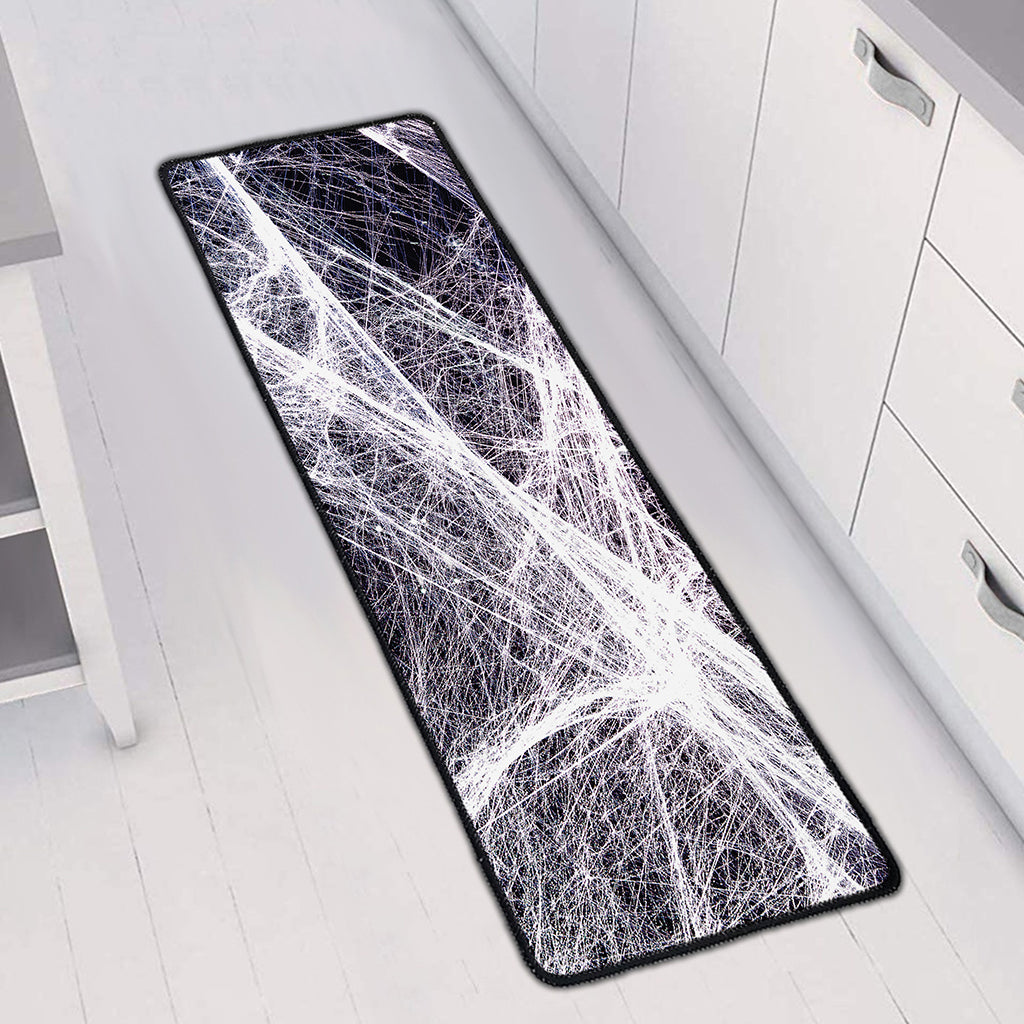 Horror Cobweb Print Long Kitchen Mat