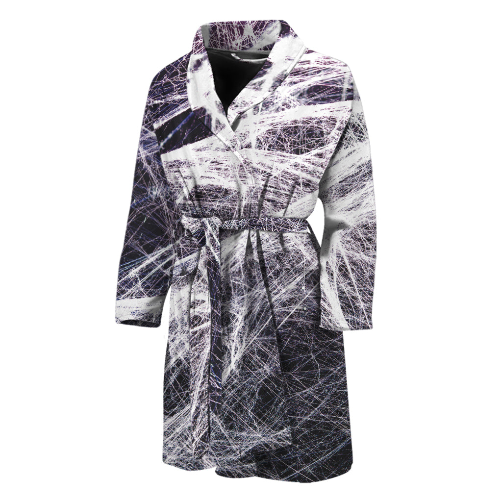 Horror Cobweb Print Men's Bathrobe