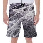 Horror Cobweb Print Men's Beach Shorts