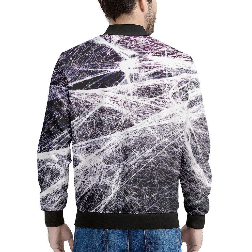 Horror Cobweb Print Men's Bomber Jacket