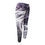 Horror Cobweb Print Men's Compression Pants