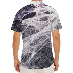 Horror Cobweb Print Men's Deep V-Neck Shirt