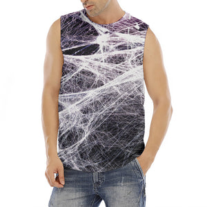 Horror Cobweb Print Men's Fitness Tank Top