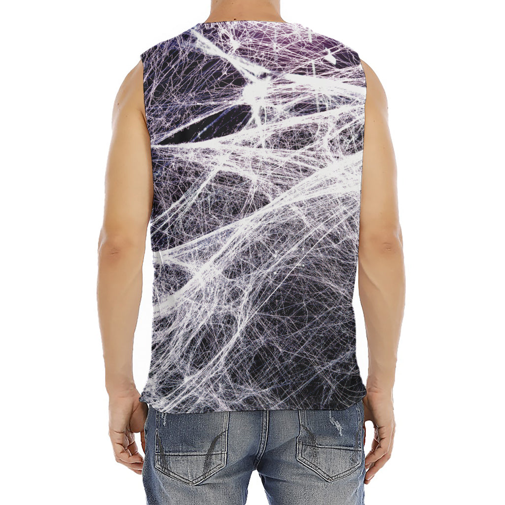 Horror Cobweb Print Men's Fitness Tank Top