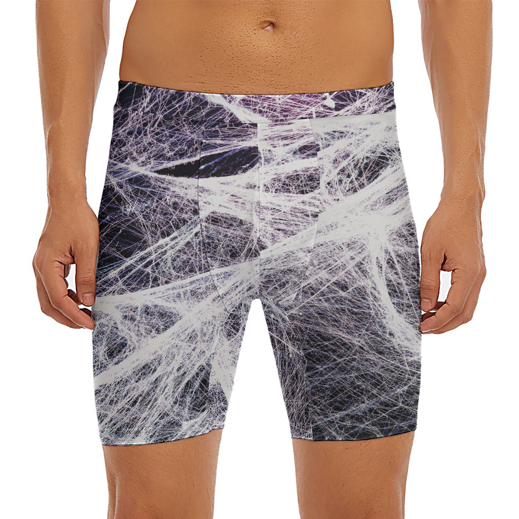 Horror Cobweb Print Men's Long Boxer Briefs