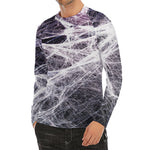 Horror Cobweb Print Men's Long Sleeve Rash Guard