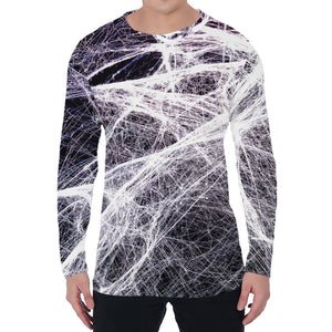 Horror Cobweb Print Men's Long Sleeve T-Shirt
