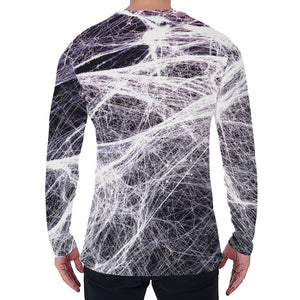 Horror Cobweb Print Men's Long Sleeve T-Shirt