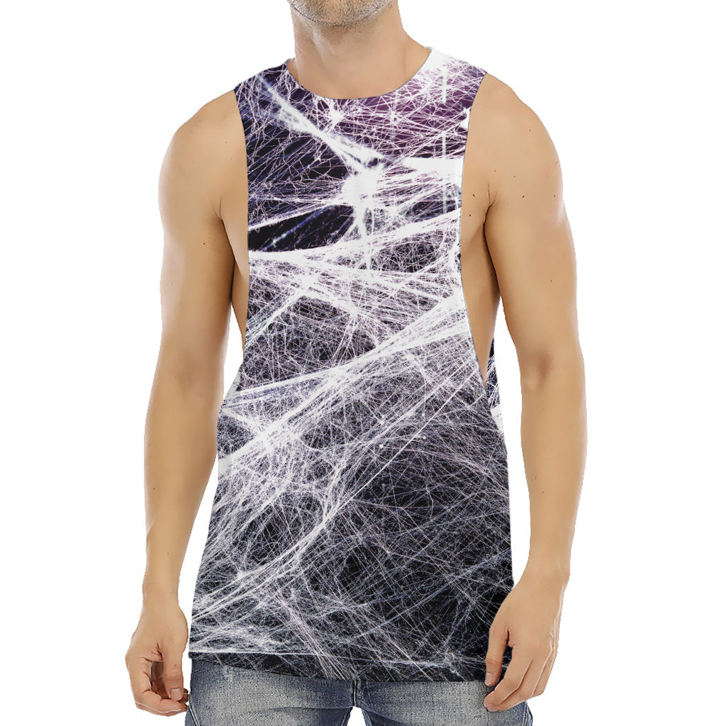 Horror Cobweb Print Men's Muscle Tank Top