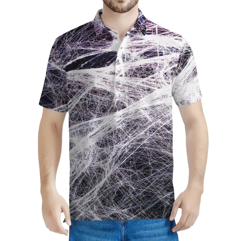 Horror Cobweb Print Men's Polo Shirt