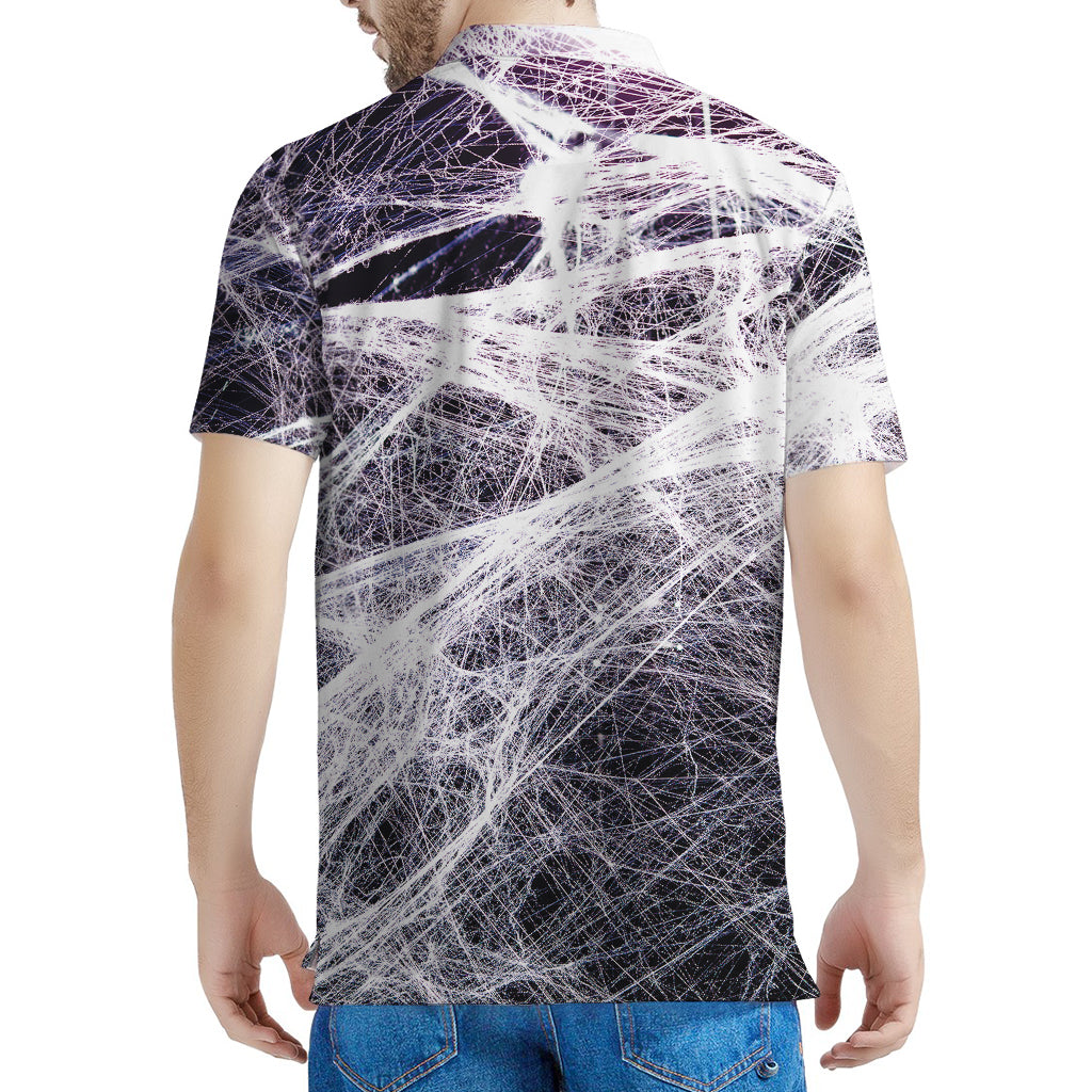 Horror Cobweb Print Men's Polo Shirt