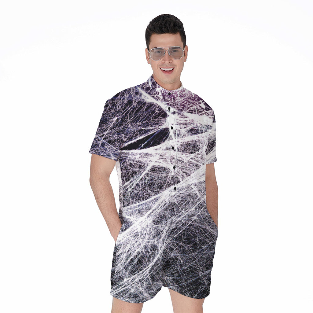 Horror Cobweb Print Men's Rompers