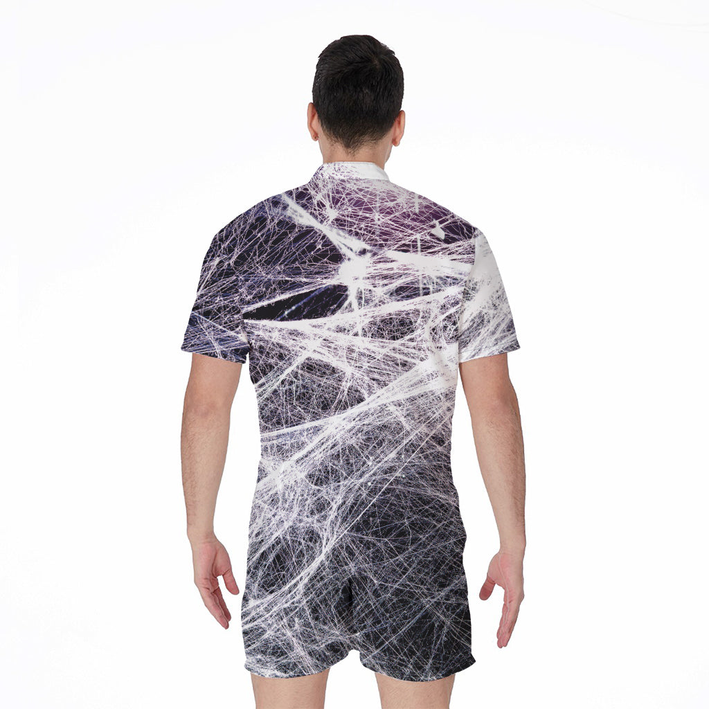 Horror Cobweb Print Men's Rompers