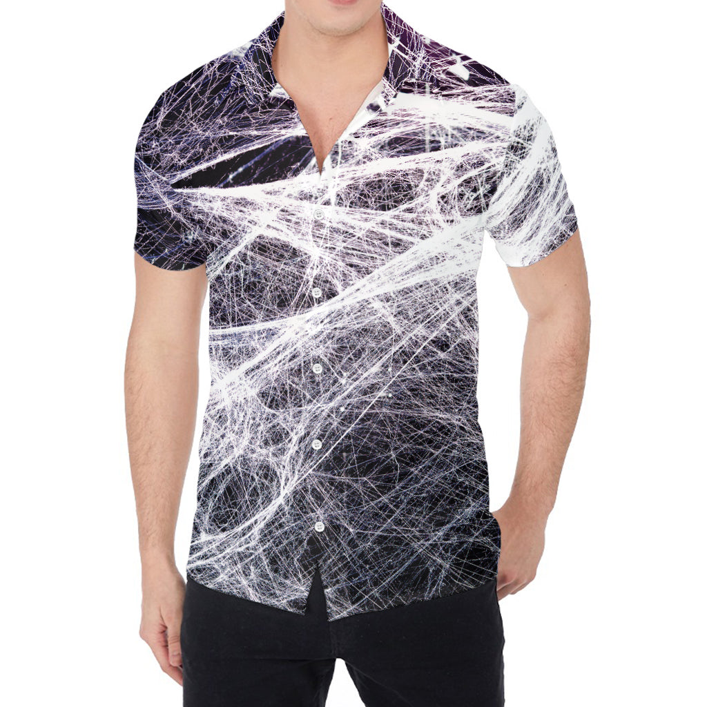 Horror Cobweb Print Men's Shirt