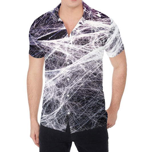Horror Cobweb Print Men's Shirt