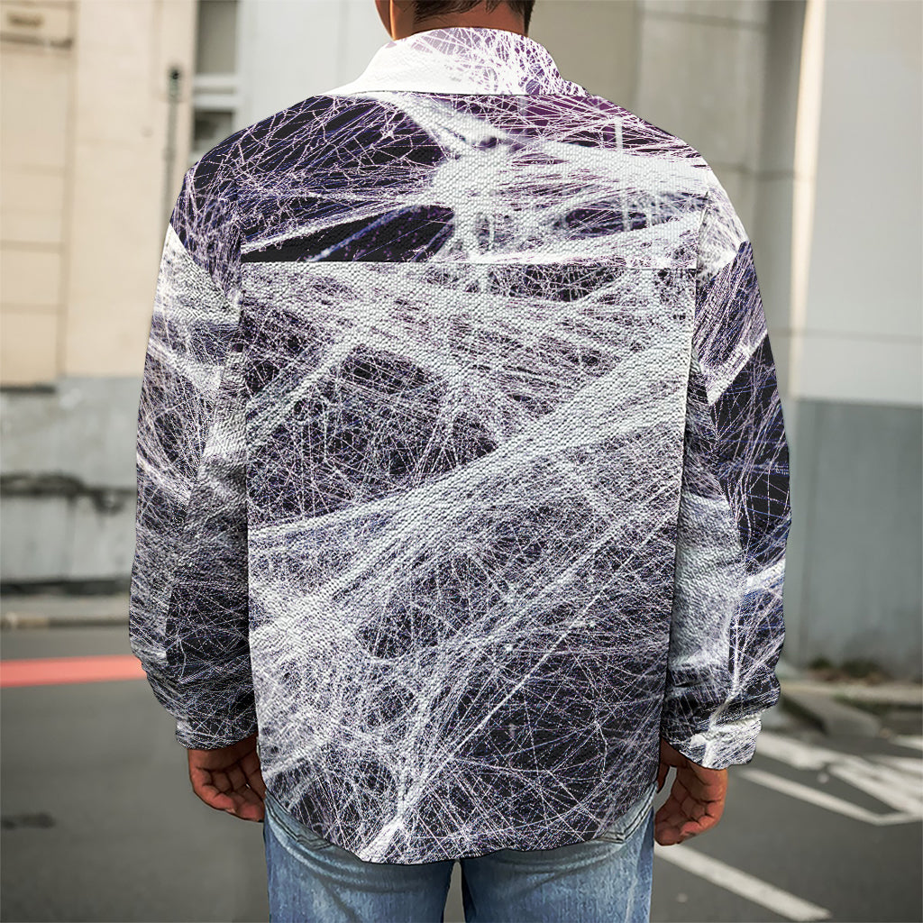 Horror Cobweb Print Men's Shirt Jacket