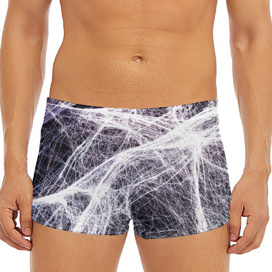 Horror Cobweb Print Men's Short Boxer Briefs