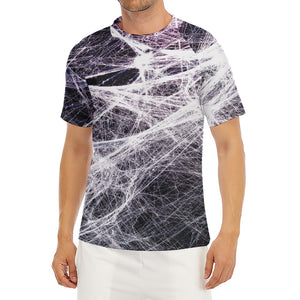 Horror Cobweb Print Men's Short Sleeve Rash Guard