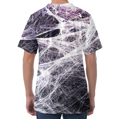 Horror Cobweb Print Men's Velvet T-Shirt